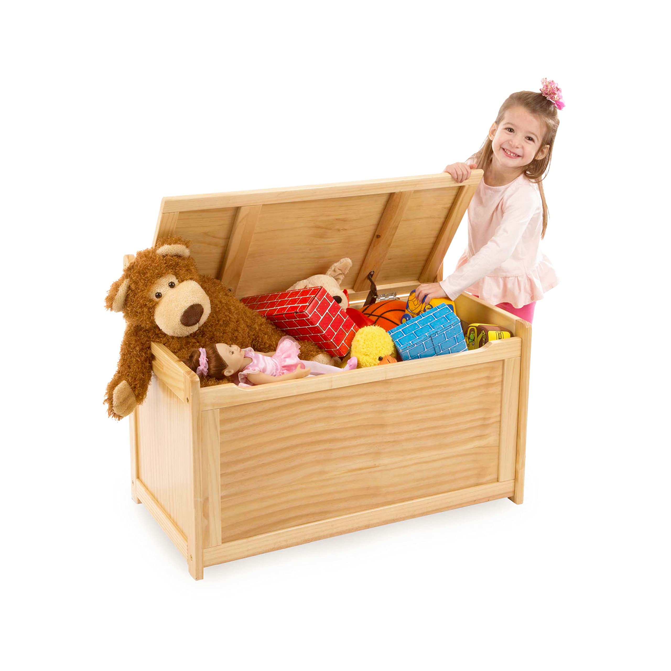 Melissa & Doug Toy Chest, Wooden Toy Storage Box with Safety-Hinged Lid, Kids Toys Storage Organizer for Playroom, Bedroom, & Montessori Classroom Furniture for Boys & Girls Ages 3+, Blonde