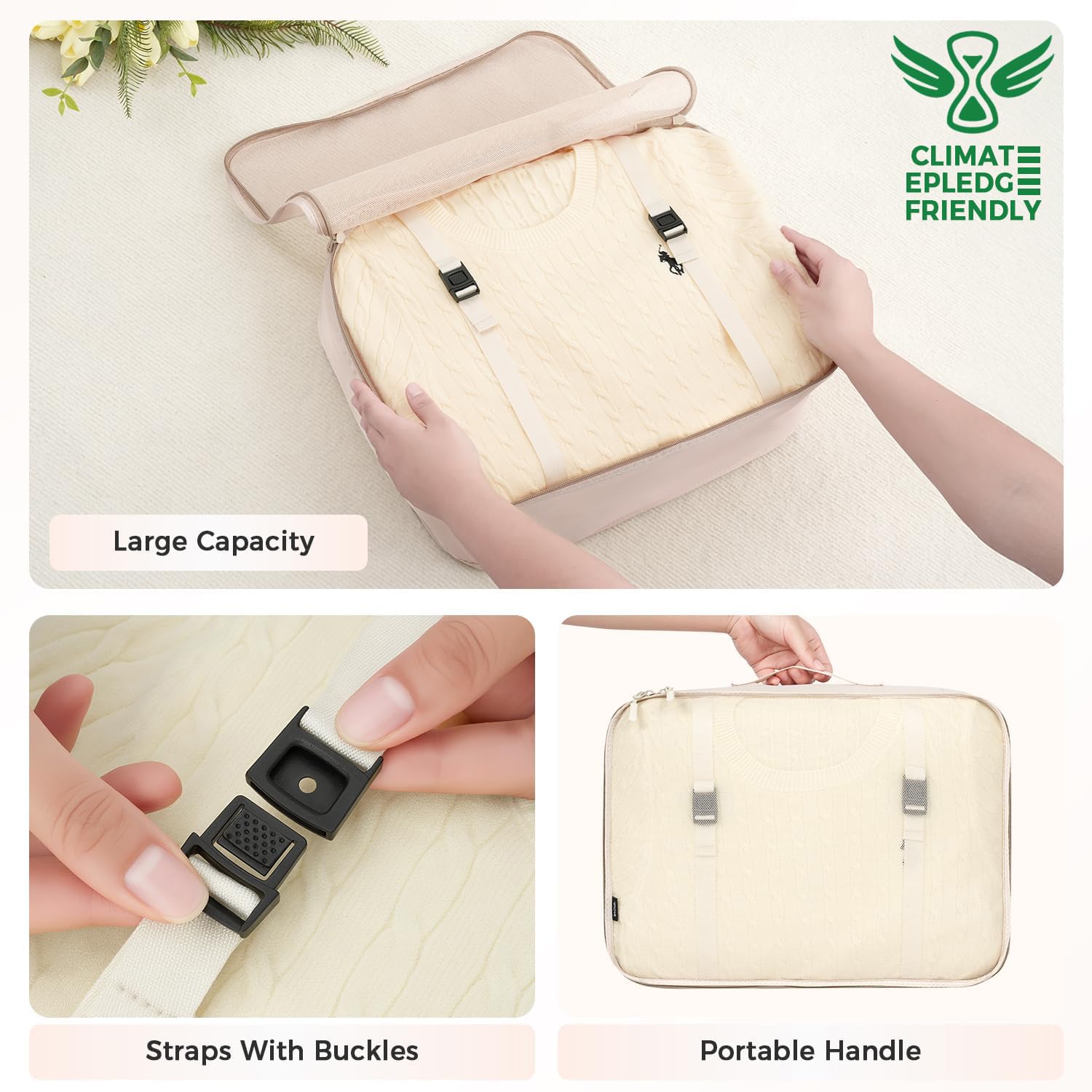 BAGAIL 8 Set Packing Cubes Luggage Packing Organizers for Travel Accessories-Cream